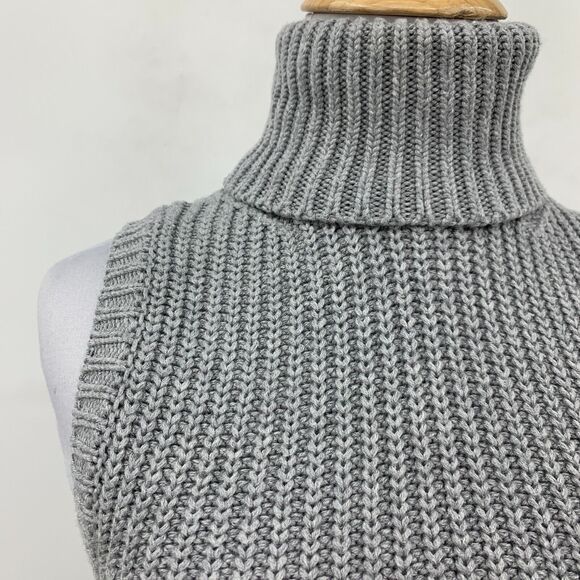 Michael Kors Sleeveless Funnel Neck Sweater Womens 2XS Grey Chunky Knit Stretch - Picture 4 of 15